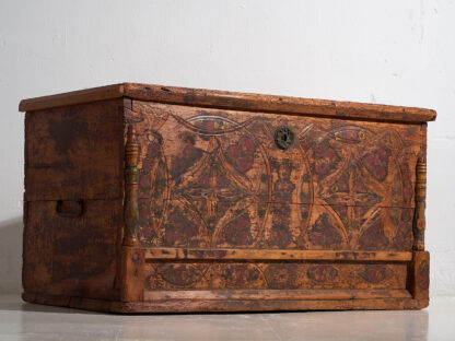 Antique wooden trunk with floral motifs (c.1920) #13