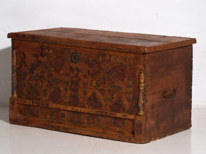 Antique wooden trunk with floral motifs (c.1920) #13