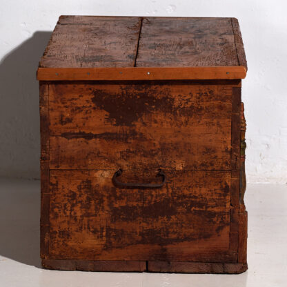 Antique wooden trunk with floral motifs (c.1920) #13