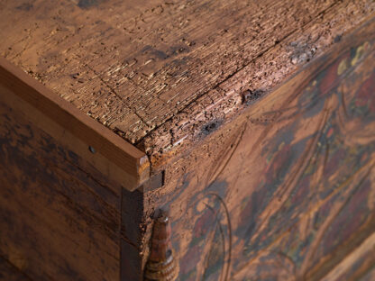 Antique wooden trunk with floral motifs (c.1920) #13