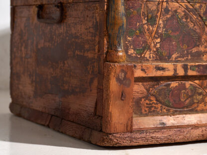 Antique wooden trunk with floral motifs (c.1920) #13