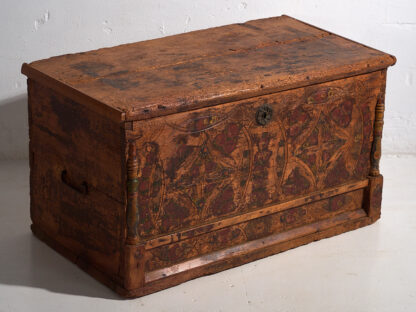 Antique wooden trunk with floral motifs (c.1920) #13