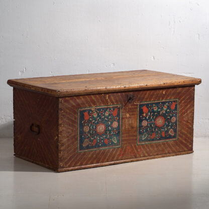 Ancienne malle de rangement à motifs floraux (c.1865) #14