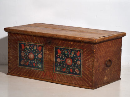 Ancienne malle de rangement à motifs floraux (c.1865) #14