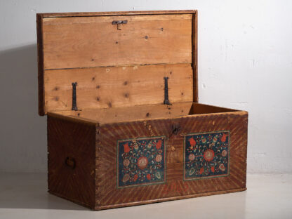 Ancienne malle de rangement à motifs floraux (c.1865) #14