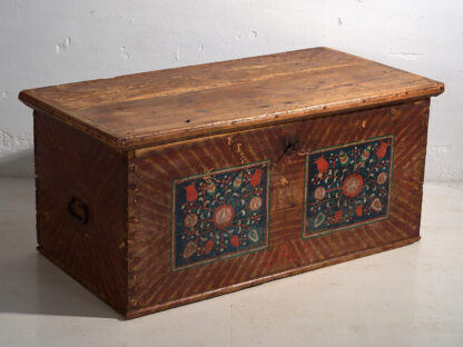 Ancienne malle de rangement à motifs floraux (c.1865) #14