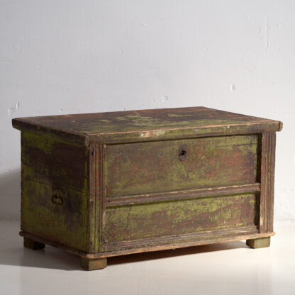 Antique wooden trunk with green patina (c.1920)