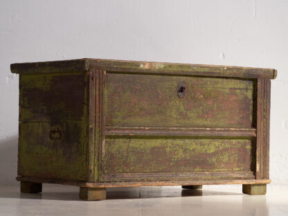 Antique wooden trunk with green patina (c.1920)