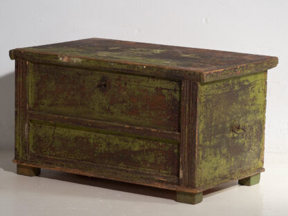 Antique wooden trunk with green patina (c.1920)