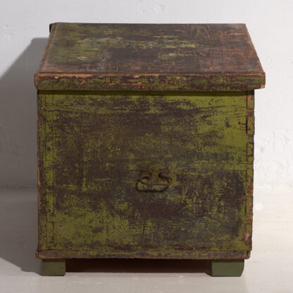 Antique wooden trunk with green patina (c.1920)