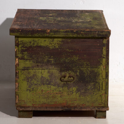 Antique wooden trunk with green patina (c.1920)