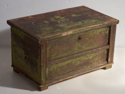 Antique wooden trunk with green patina (c.1920)