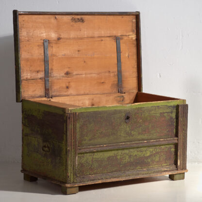 Antique wooden trunk with green patina (c.1920)