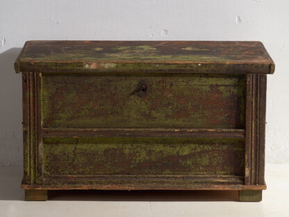 Antique wooden trunk with green patina (c.1920)