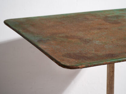 Antique folding garden table with green patina (c.1920) # 15