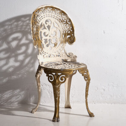 Antique terrace chair in white with gold shades (c.1930)