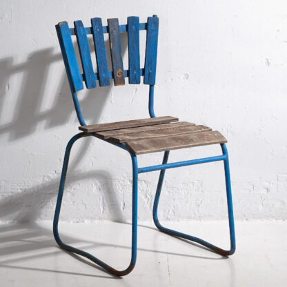 Anciennes chaises de jardin bleu marine (vers 1930). Ensemble de 4 pièces