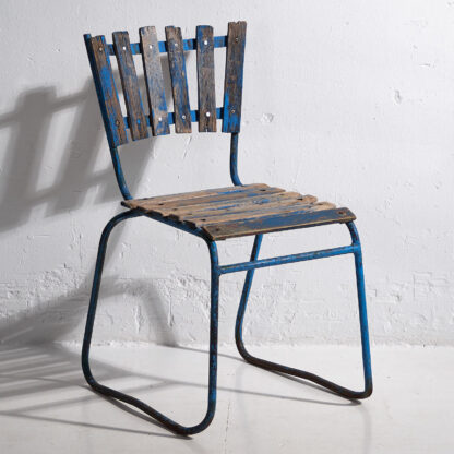 Anciennes chaises de jardin bleu marine (vers 1930). Ensemble de 4 pièces