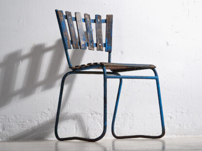 Anciennes chaises de jardin bleu marine (vers 1930). Ensemble de 4 pièces