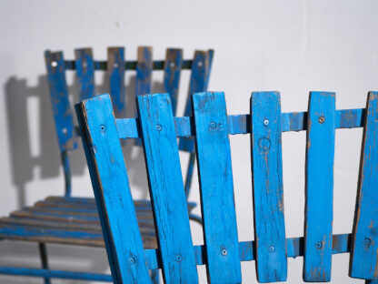 Anciennes chaises de jardin bleu marine (vers 1930). Ensemble de 4 pièces