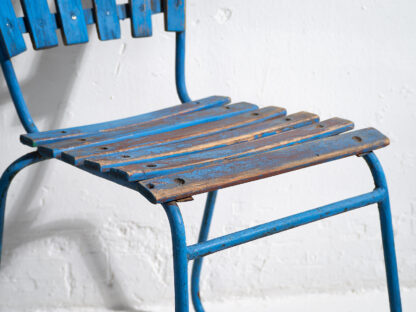 Anciennes chaises de jardin bleu marine (vers 1930). Ensemble de 4 pièces