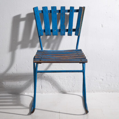 Anciennes chaises de jardin bleu marine (vers 1930). Ensemble de 4 pièces