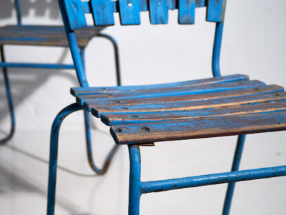 Anciennes chaises de jardin bleu marine (vers 1930). Ensemble de 4 pièces