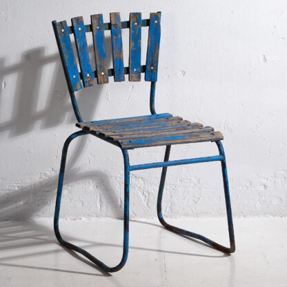 Anciennes chaises de jardin bleu marine (vers 1930). Ensemble de 4 pièces