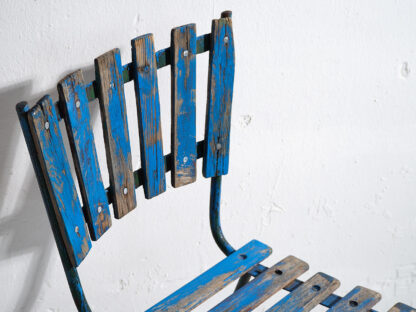 Anciennes chaises de jardin bleu marine (vers 1930). Ensemble de 4 pièces