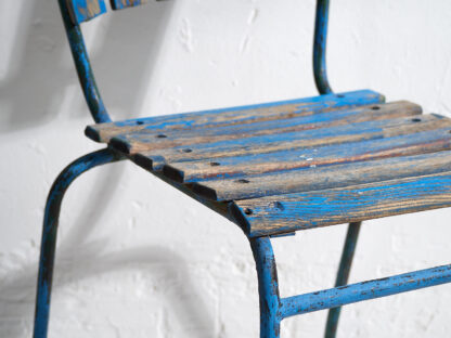 Anciennes chaises de jardin bleu marine (vers 1930). Ensemble de 4 pièces