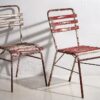 Sillas de terraza antiguas de color rojo y blanco (c.1930). Conjunto de 4 piezas