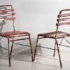 Sillas de terraza antiguas de color rojo y blanco (c.1930). Conjunto de 4 piezas