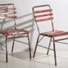 Sillas de terraza antiguas de color rojo y blanco (c.1930). Conjunto de 4 piezas