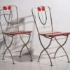 Sillas plegables antiguas para jardín con motivos florales (c.1930). Conjunto de 4 piezas