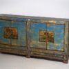 Aparador de entrada antiguo de madera de tonos azules y amarillos (c.1920)