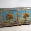 Aparador de entrada antiguo de madera de tonos azules y amarillos (c.1920)