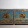 Aparador de entrada antiguo de madera de tonos azules y amarillos (c.1920)
