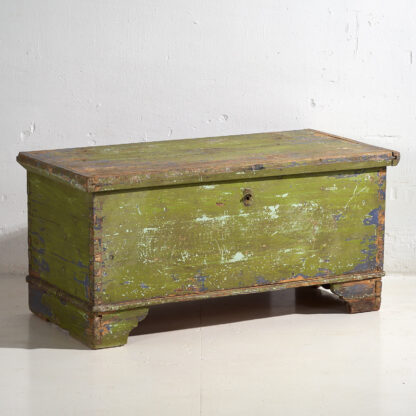 Large antique antique trunk with green patina and blue tones (c.1920) #19