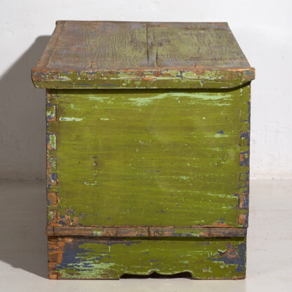 Large antique antique trunk with green patina and blue tones (c.1920) #19