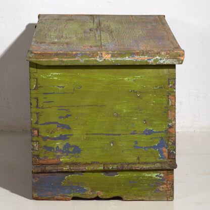 Large antique antique trunk with green patina and blue tones (c.1920) #19