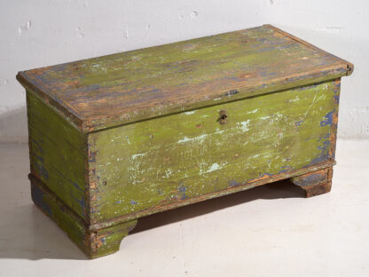 Large antique antique trunk with green patina and blue tones (c.1920) #19