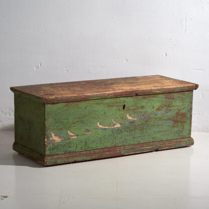 Antique bedroom trunk with green patina (c.1920) #57