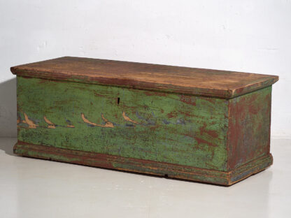 Antique bedroom trunk with green patina (c.1920) #57