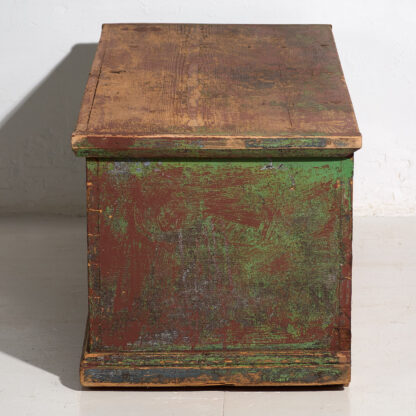 Antique bedroom trunk with green patina (c.1920) #57