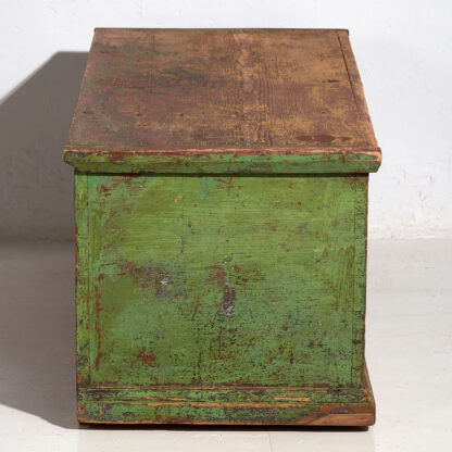 Antique bedroom trunk with green patina (c.1920) #57