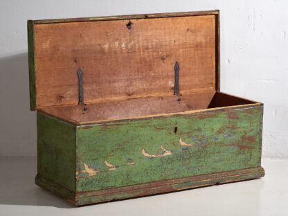 Antique bedroom trunk with green patina (c.1920) #57