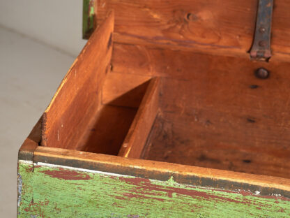 Antique bedroom trunk with green patina (c.1920) #57