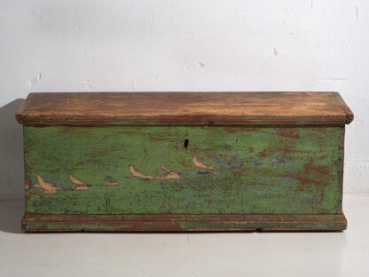 Antique bedroom trunk with green patina (c.1920) #57