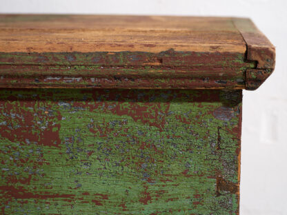 Antique bedroom trunk with green patina (c.1920) #57