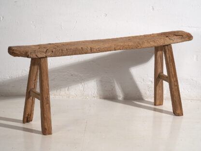 Ancien banc en bois de style primitif (c.1870) #4